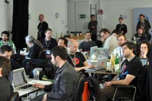Photo of a room of developers during the Berlin hackathon