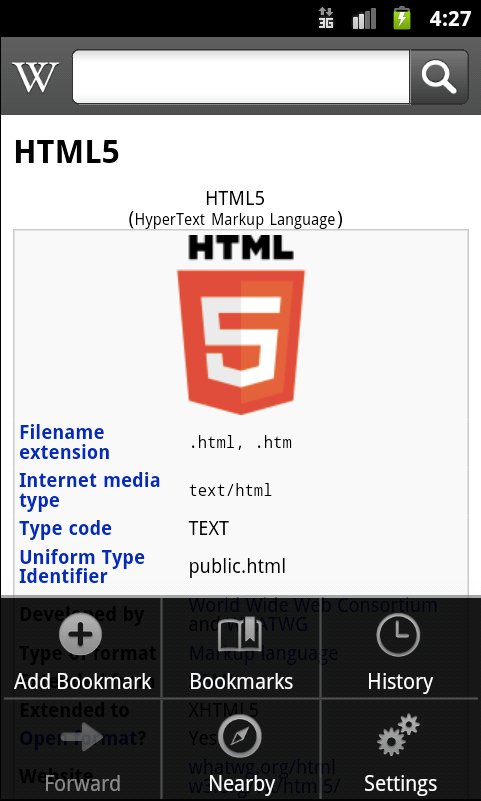 Wikipedia Android App HTML5