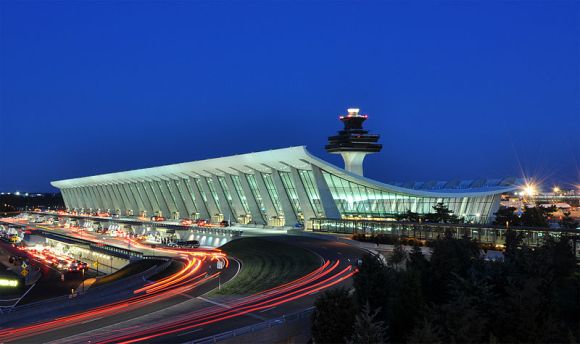 Washington DC Dulles Airport at dusk
