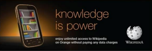 Orange collateral for Wikipedia Zero partnership with the Wikimedia Foundation