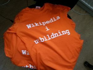 Our Wikipedia in education t-shirts which we use at workshops, conferences and various other events. Orange is the theme colour of the educational program.