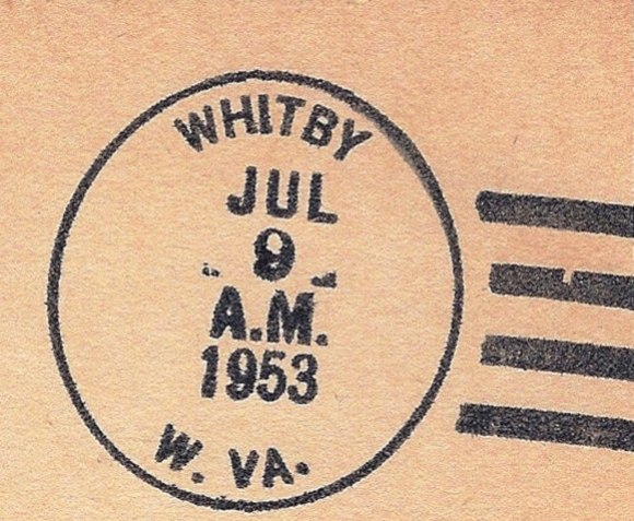 A US postmark from Whitby, Virginia confirms that this forgotten coal town once existed. Postmark is public domain.