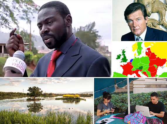 "Is Wikipedia a dance?" video by Michael Epaka, CC BY-SA 4.0. Roger Moore photo by Allan warren, CC BY-SA 3.0. Freedom of Panorama map by Quibik, CC BY-SA 3.0. "Wiki Loves Earth" photo by Mikipons, CC BY-SA 3.0. Mexican Edit-a-thon photo by Thelmadatter, CC BY-SA 4.0. Collage by Andrew Sherman, CC BY-SA 4.0.