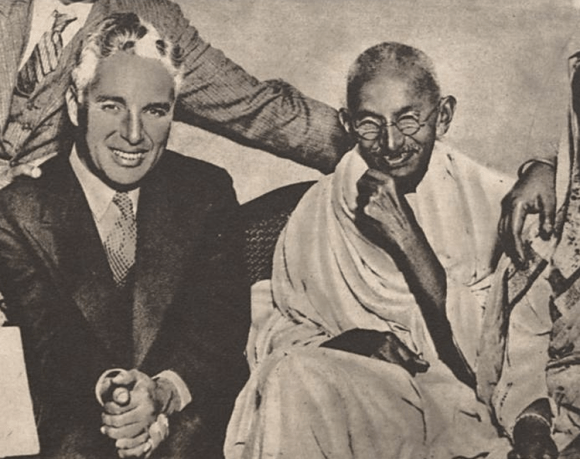 Chaplin and Gandhi, 1931. Photo by O Malho, public domain/CC0.