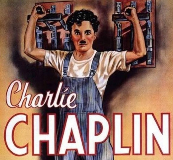 Promotional poster for Charlie Chaplin's Modern Times (1936).