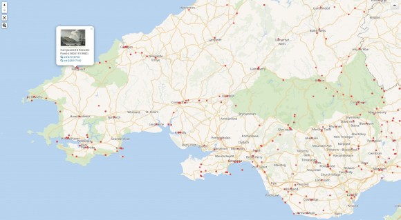Locations depicted in the Welsh Landscape collection depicted on a map.