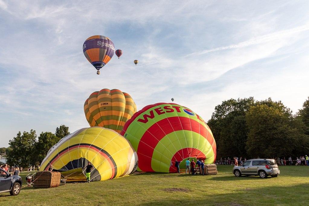Hot air balloons at the 49th Montgolfiade in Münster (1st race), North Rhine-Westphalia, Germany (2019)