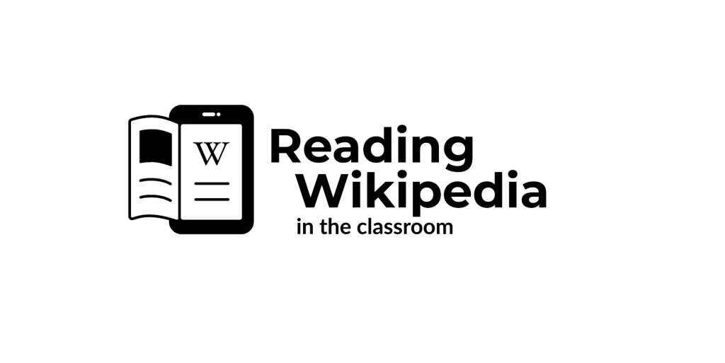 black and white logo of the Reading Wikipedia in the Classroom program