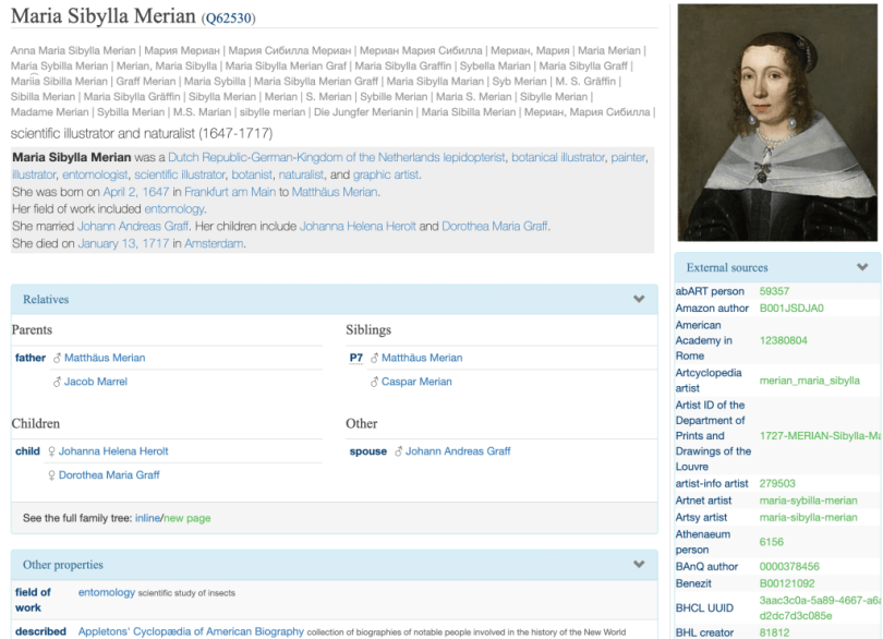 Maria Sybilla Merian in Wikidata
