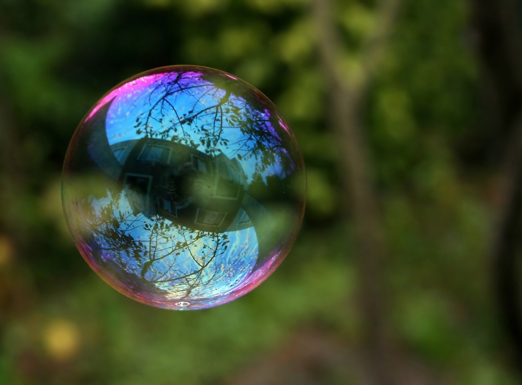 reflection in a soap bubble
