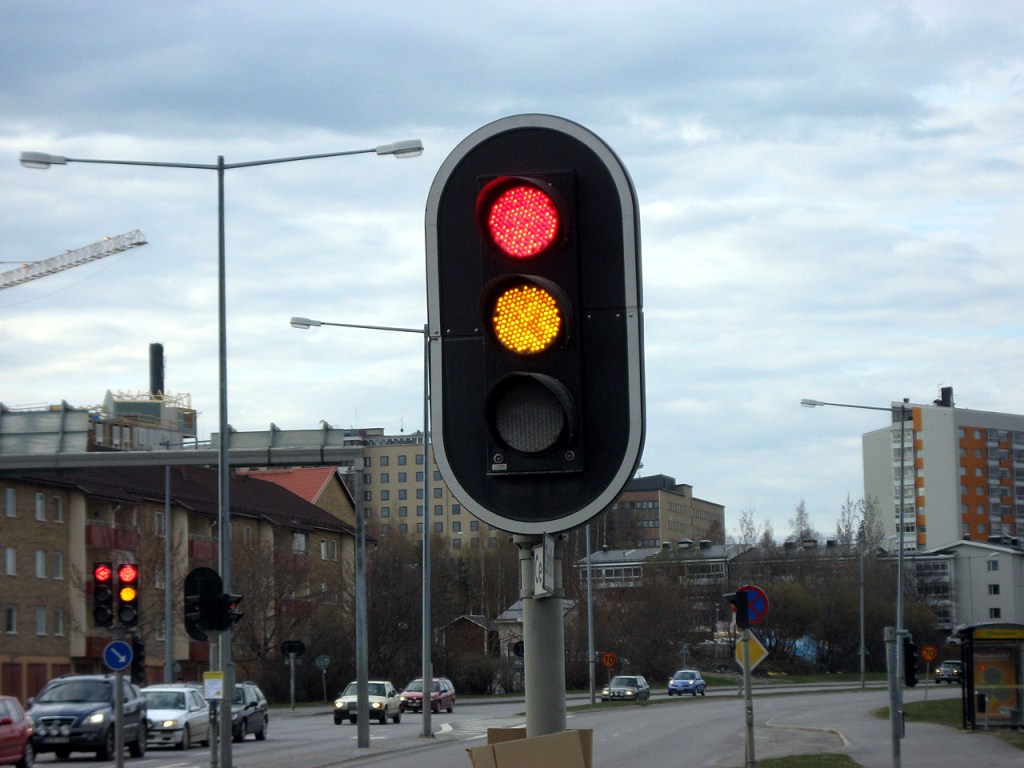 LED traffic lights in Örnsköldsvik, Sweden.