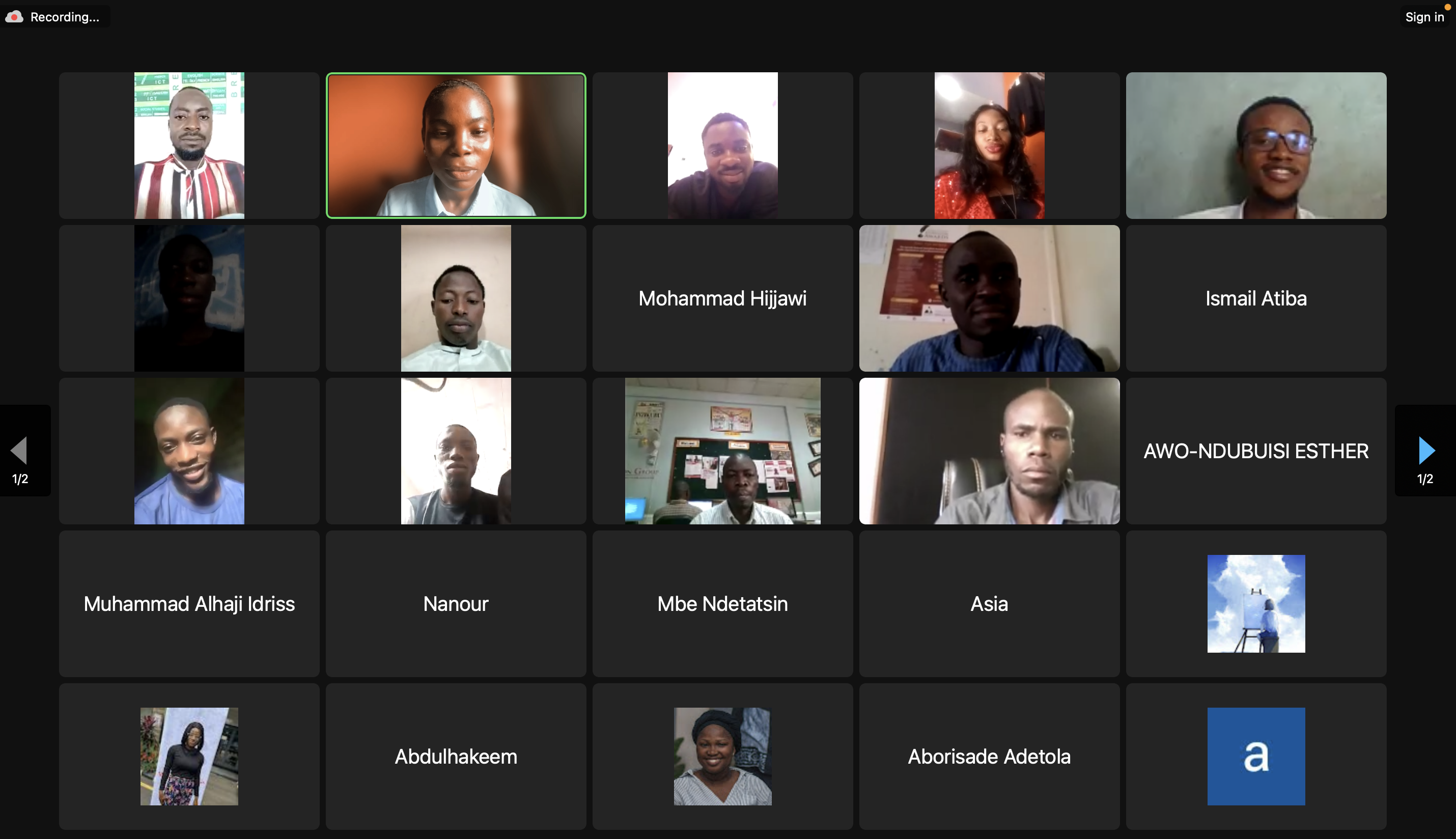 Photo of participants at the CfA WiR bi-weekly webinar