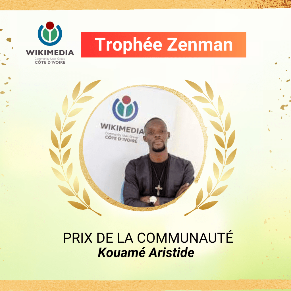 Aristide Kouamé - lauréat du prix Zenman de la communauté 2022-2023, Wikimedia Côte d'Ivoire 