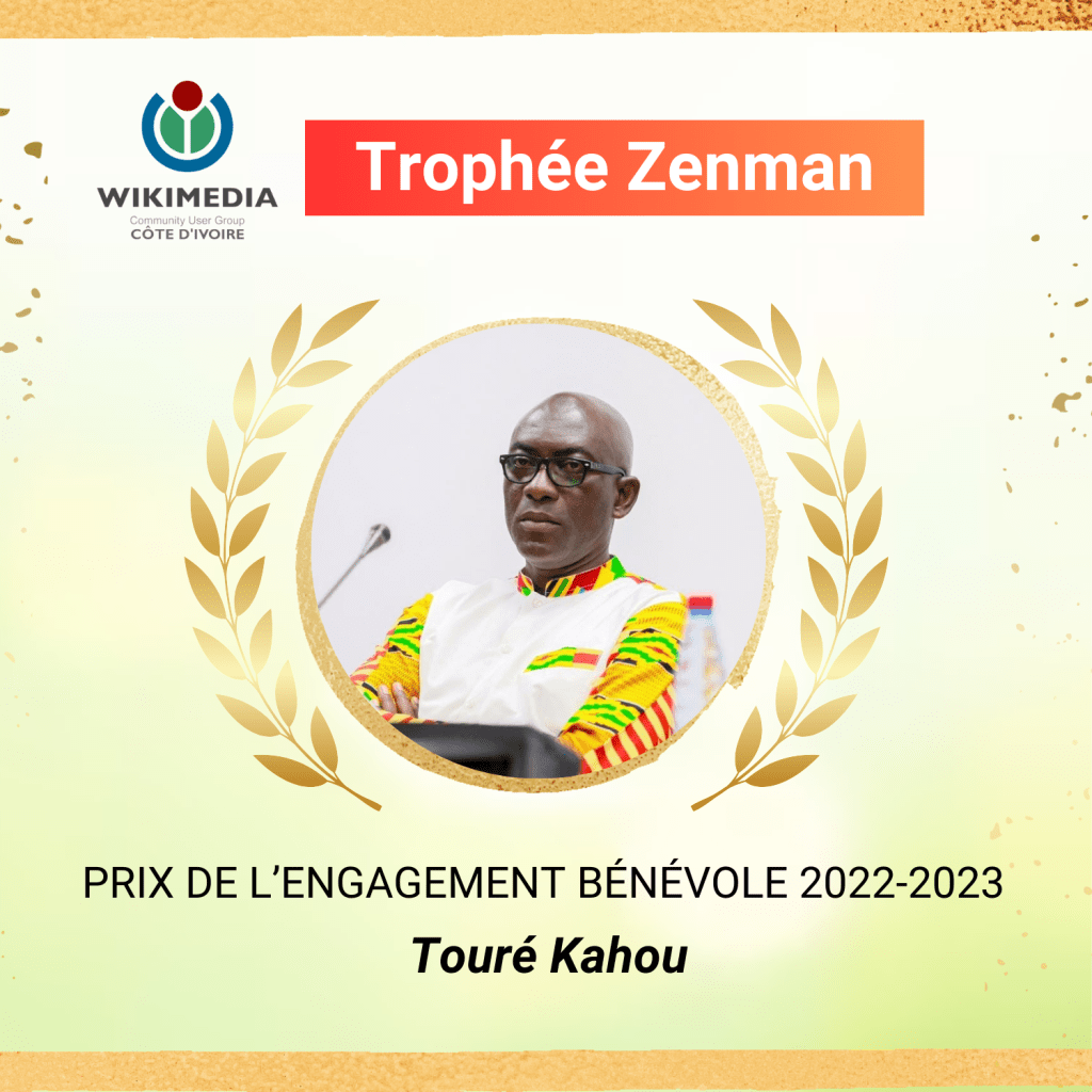 Kahou - Touré lauréat du prix Zenman de l'engagement bénévole 2022-2023, Wikimedia Côte d'Ivoire 