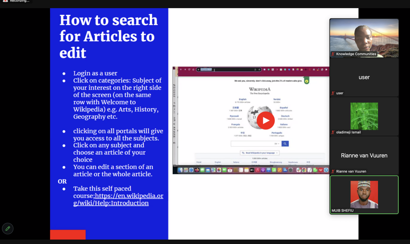 How to search for articles to edit