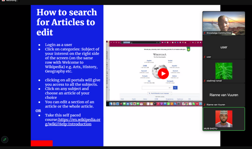 How to search for articles to edit
