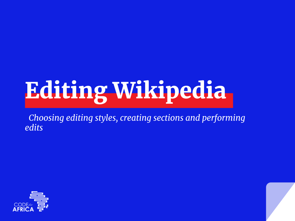 Title slide for Editing Wikipedia